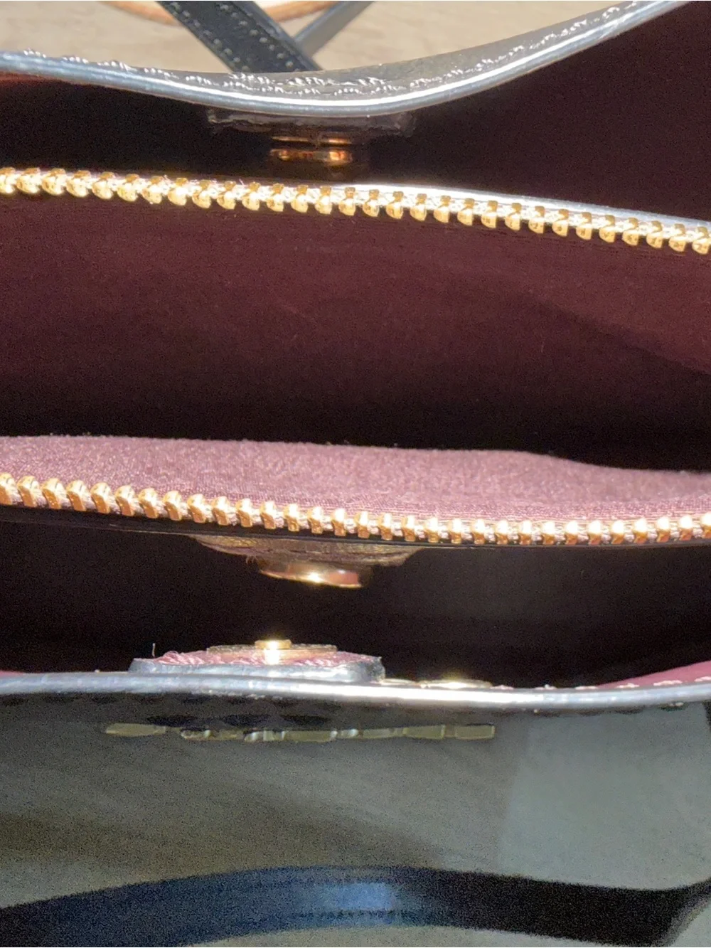Coach Black Leather Tote with Gold Logo